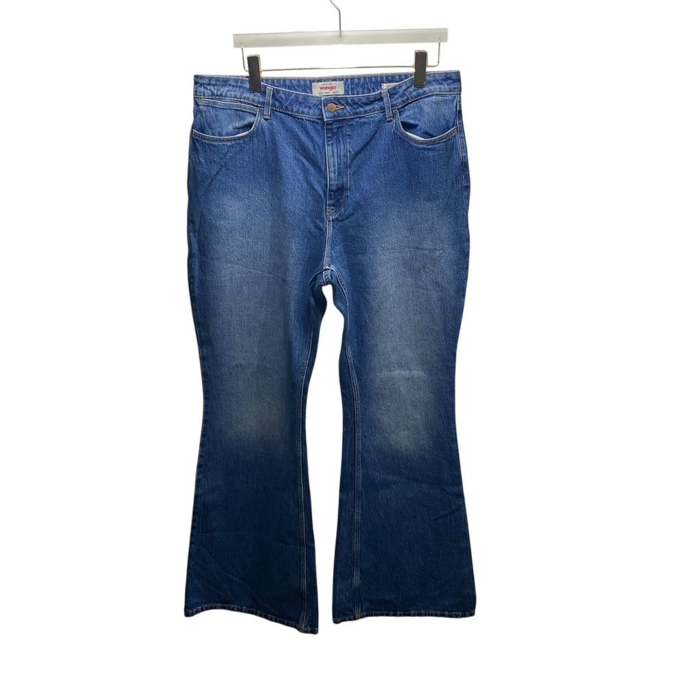 Wrangler Womens High Rise Fierce Flare Jeans Blue Denim Wide Bell Bottom 18